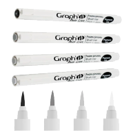 Набор черных линеров Graph'It Brush Liner 4 штуки с пером-кистью (серые+черный)