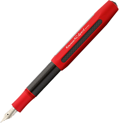 Перьевая ручка Kaweco AC Sport красная (алюминий и карбон) с синим картриджем в футляре