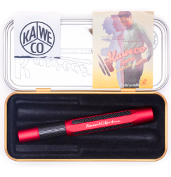 Перьевая ручка Kaweco AC Sport красная (алюминий и карбон) с синим картриджем в футляре