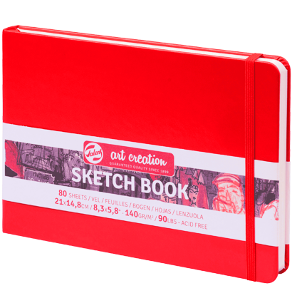 Скетчбук красный Art Creation Sketchbook Royal Talens горизонтальный с резинкой А5 / 80 листов / 140 гм