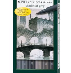 Набор брашпенов "Оттенки серого" Faber-Castell Pitt Artist Pen Soft Brush 6 цветов