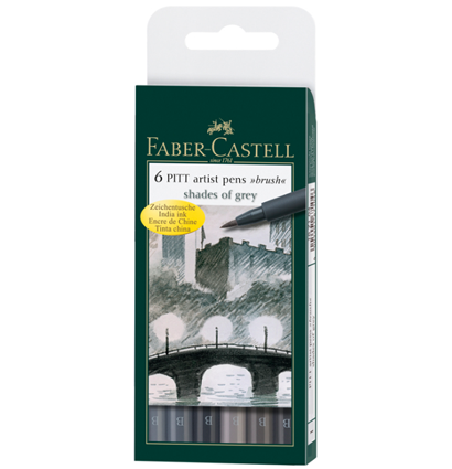 Набор брашпенов "Оттенки серого" Faber-Castell Pitt Artist Pen Soft Brush 6 цветов