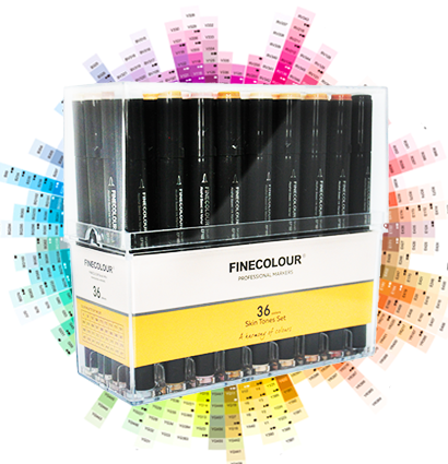 Набор маркеров для рисования Finecolour Brush Mini 36 телесные цвета в кейсе