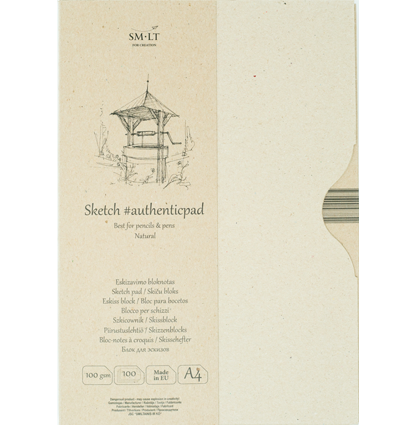Бумага для рисования SMLT Natural Authentic Pad склейка А4 / 100 листов / 100 гм