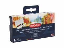 Набор акварельных блоков Derwent Inktense 12 цветов в кейсе