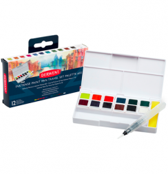 Набор акварельных блоков Derwent Inktense 12 цветов в кейсе