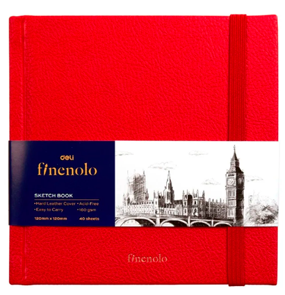 Скетчбук Finenolo квадратный красный 12х12 см / 40л / 160 гм