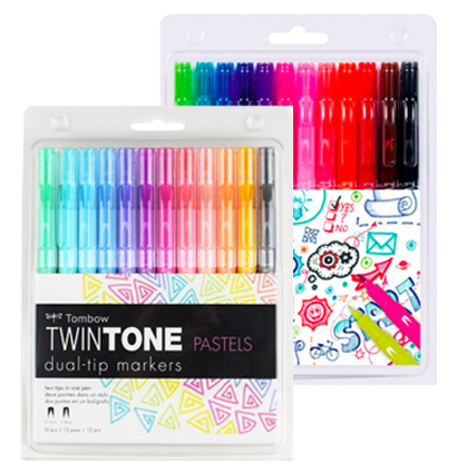 Набор маркеров-линеров Tombow Twin Tone Pastels + Brights 24, два пера