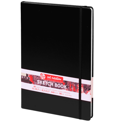 Скетчбук черный для зарисовок Art Creation Sketchbook Royal Talens с резинкой А4 / 80 листов / 140 гм