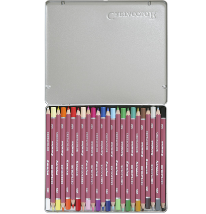 Цветные карандаши Cretacolor Karmina 24 цвета набор в металлическом футляре