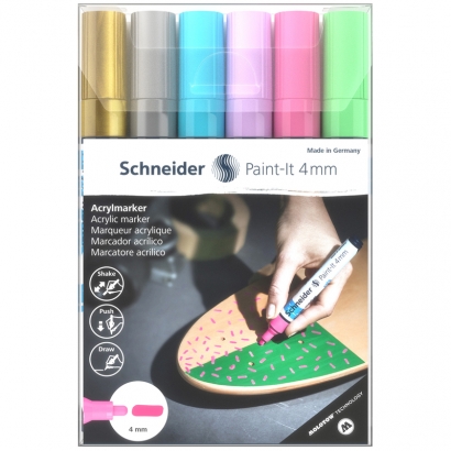 Набор 6 акриловых маркеров Schneider "Paint-it 320" 4 мм (вариант 2)