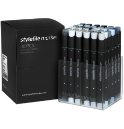 Набор маркеров для скетчей StyleFile Classic 36 Grey (все серые оттенки)