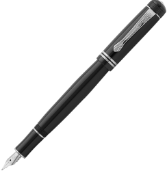 Перьевая ручка Kaweco DIA Chrome черно-серебряная глянцевая с синим картриджем в футляре