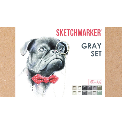 Набор маркеров для скетчей Sketchmarker "Grays" 12 цветов, линер, альбом