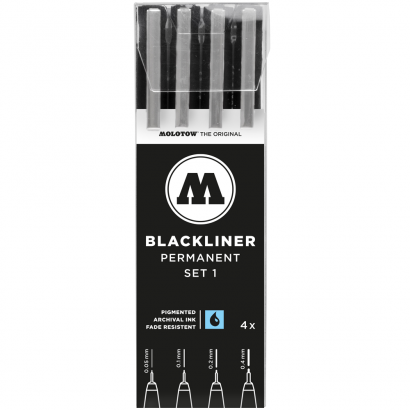 Набор черных линеров Molotow BLACKLINER set 1 4 штуки