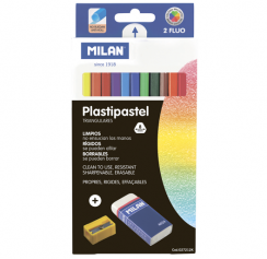 Набор цветных карандашей MILAN Plastipastel 12 цветов с точилкой и ластиком