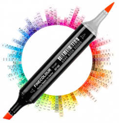 Маркер FINECOLOUR BRUSH двусторонний спиртовой с кистью