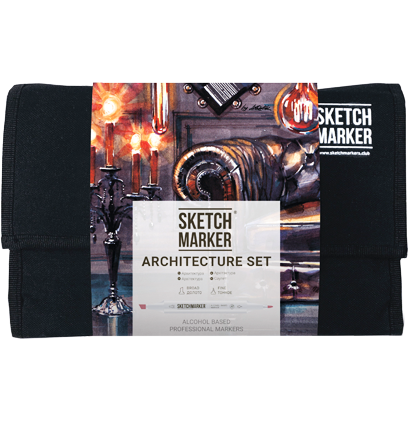 Набор маркеров Скетчмаркер / Sketchmarker "Architecture - Архитектура" 24 цвета в сумке