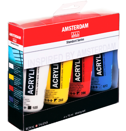Набор акриловых красок Amsterdam Standard Series Primary 4 цвета в тубах 75 мл