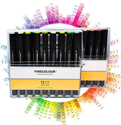 Набор маркеров для рисования Finecolour Brush Mini 72 цвета в кейсе