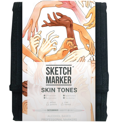 Набор маркеров Скетчмаркер / Sketchmarker "Skin Tones - Оттенки кожи" 12 цветов в сумке