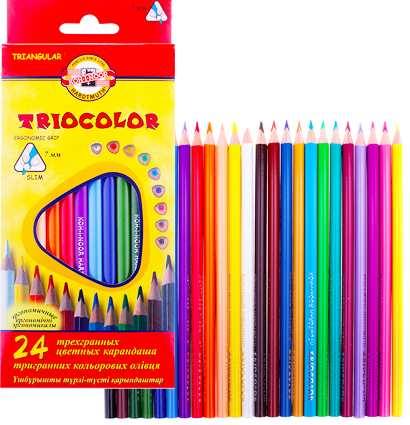 Карандаши цветные Koh-I-Noor Triocolor набор 24 цвета в картонной упаковке