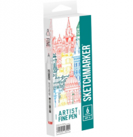Набор 6 линеров капиллярных Sketchmarker Artist Pen "Базовый 4"