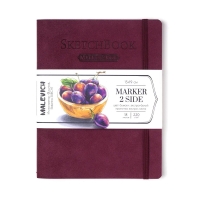 Скетчбук для маркеров двухсторонний Малевичъ 2Side, бордо, 220 г/м, 15х19 см, 18 л