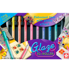 Набор глянцевых ручек-контуров Sakura Glaze 3D Roller для всех поверхностей 10 цветов