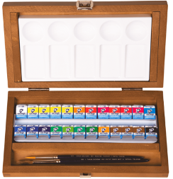 Набор акварели Van Gogh Wooden Box 24 цвета в деревянном этюднике с кистями и палитрой