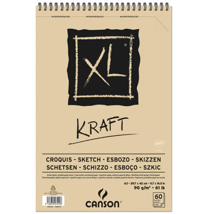 Альбом Canson XL Kraft с коричневой бумагой для графики А3 / 60 листов / 90 гм