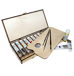 Набор масляные краски Малевичъ в деревянном кейсе / 10 цветов по 40 мл