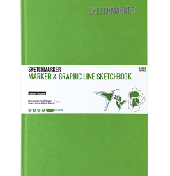 Скетчбук Sketchmarker Marker & Graphic Line универсальный зелёный с твёрдой обложкой 17х25 см / 44 листа / 180 гм
