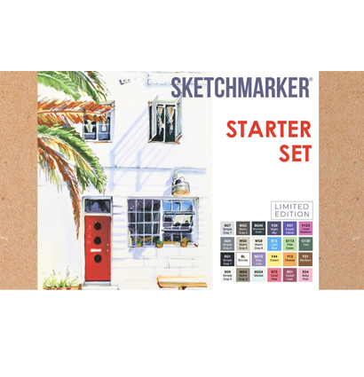 Набор маркеров для скетчей Sketchmarker "Starter Set" 24 цвета, 6 линеров, альбом