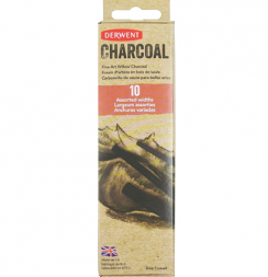 Набор ивового угля художественного Derwent Willow Charcoal 10 штук