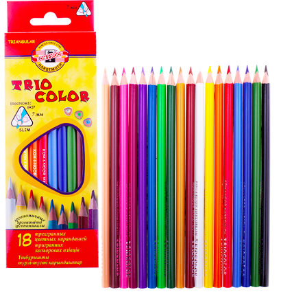 Карандаши цветные Koh-I-Noor Triocolor набор 18 цветов в картонной упаковке