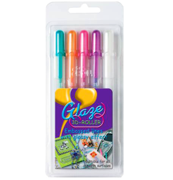 Набор глянцевых ручек-контуров Sakura Glaze 3D Roller для всех поверхностей 5 цветов