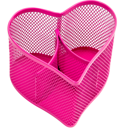 Подставка для ручек и маркеров "Розовое сердце" Berlingo металлическая, 3 секции