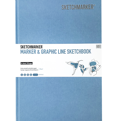 Скетчбук Sketchmarker Marker & Graphic Line универсальный голубой с твёрдой обложкой 17х25 см / 44 листа / 180 гм