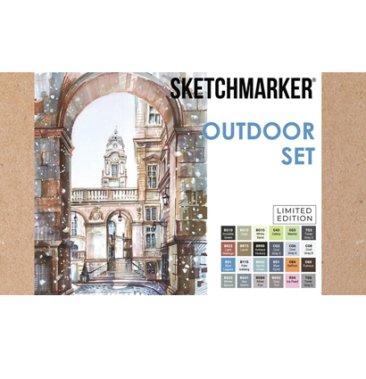 Набор маркеров для скетчей Sketchmarker "Outdoor Set" 24 цвета, 6 линеров, альбом
