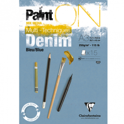 Альбом для смешанных техник Paint'On ClaireFontaine голубая бумага А4 / 15 листов / 250 гм