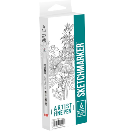 Набор 6 линеров капиллярных Sketchmarker Artist Pen "Черные"
