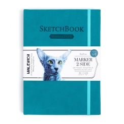 Скетчбук для маркеров двусторонний Малевичъ 2Side, бирюзовый, 220 г/м, 15х21 см, 40л