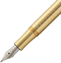 Перьевая ручка Kaweco Liliput Eco Brass Wave золотая в латунном корпусе корпусе с синим картриджем в футляре