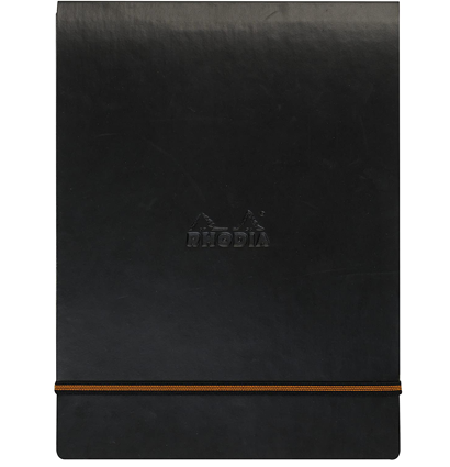 Обложка Rhodia с логотипом кожаная черная А5