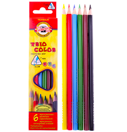 Карандаши цветные Koh-I-Noor Triocolor набор 6 цветов в картонной упаковке
