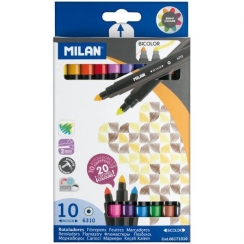 Фломастеры Milan Maxi Bicolour 10 штук 20 цветов на водной основе двусторонние