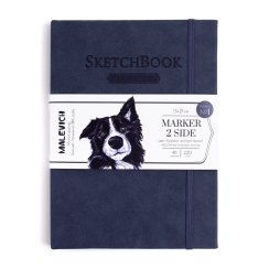 Скетчбук для маркеров двухсторонний Малевичъ 2Side, индиго, 220 г/м, 15х21 см, 40л