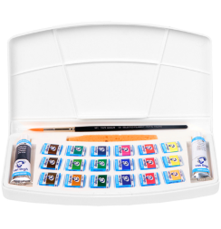 Набор акварели Van Gogh Painting Box 18 цветов в пластиковом кейсе с кистью и губкой