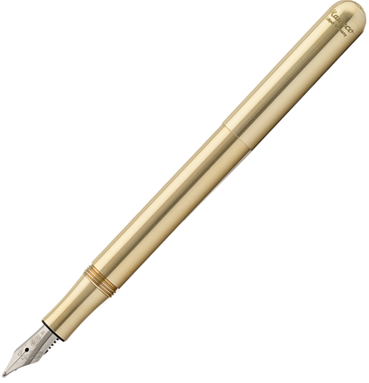 Перьевая ручка Kaweco Liliput Eco Brass золотая в латунном корпусе корпусе с синим картриджем в футляре